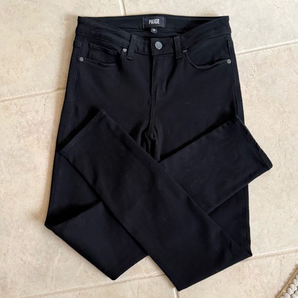 PAIGE Skyline Skinny Midrise Jeans in Black Shadow Wash - Picture 4 of 10